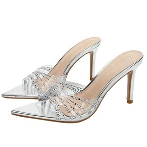 <span class=keywords><strong>Chanclas</strong></span> de tacón fino puntiagudas transparentes con taladro del Rin - Product Image 2