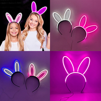 Bandeau d'oreilles de lapin de Pâques lumineux au néon pour femmes bandeau Source de lumière LED pour Costume d'Halloween accessoires de cheveux pour filles