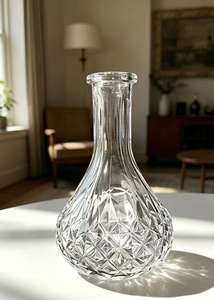 Clear Glass Carafe Decanter Ribbed <b>Bottle</b> <b>Stopper</b> Flask for Home Bar Serving - Product Image 4