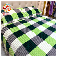 Ensemble de couvertures en flanelle à carreaux imprimés à rayures très vendu pour l'hiver africain, couverture en microfibre moelleuse et chaude