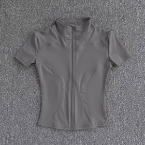 Pink <b>Zip</b> <b>Up</b> Yoga <b>Top</b> <b>Women</b> Short Sleeve Slim Fit Quick Dry Breathable Workout Jersey Gym Activewear - Product Image 3