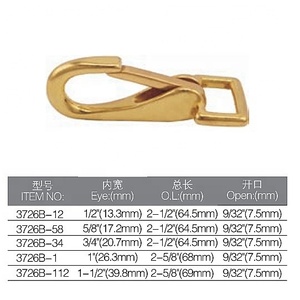 Paard 1/<span class=keywords><strong>2</strong></span> ",5/8",<span class=keywords><strong>3</strong></span>/4 ",1",1 1/<span class=keywords><strong>2</strong></span> "Massief Messing Karabijnhaak - Product Image 2