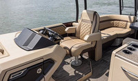 Bateau à ponton en aluminium à double pont de conception élégante 2025, avec glissière, moteur hors-bord pour la pêche et les sports
