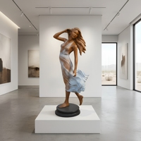 Sculpture de femme grandeur nature en laiton, résistante à l'eau, pour intérieur et extérieur, dansante au vent, pour villa méditerranéenne