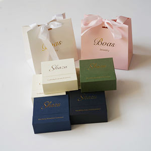 Boîtes cadeaux texturées haut de gamme pour bijoux avec logo personnalisé en feuille d'or, emballage pour boucles d'oreilles, colliers, bagues, boîtes en carton, boîtes en papier - Product Image 3