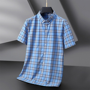 เสื้อเชิ้ตแขนสั้นลำลองทรงหลวมสำหรับคนอ้วน ลายสก็อต ผ้าบาง ใส่ได้ในฤดูร้อน เหมาะสำหรับใส่ทำงาน - Product Image 2