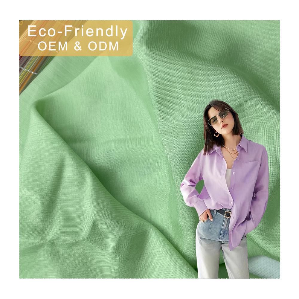 RVL5021# RTS Breathable High Quality Linen Cotton Viscose Fabric for Clothing, Woven Plain Dyed Material for Garments