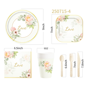 DAMAI, platos y servilletas para fiesta de despedida de soltera, juego de vajilla para fiesta de Sr. y Sra., decoraciones de boda de compromiso, favores para cumpleaños - Product Image 6