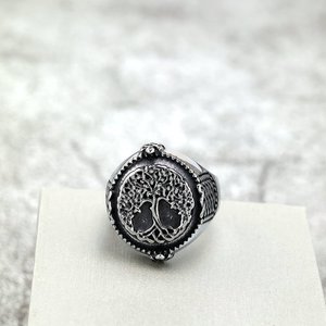 แหวนผู้ชายสไตล์นอร์ดิกวินเทจสแตนเลสสตีล ดีไซน์ต้นไม้แห่งชีวิต สไตล์ฮิปฮอป สำหรับใส่ทุกวัน - Product Image 3