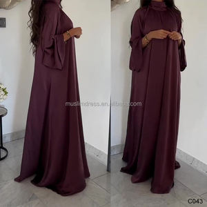 فستان عباءة إسلامية بلون موحد للربيع والصيف، فستان طويل فضفاض مغلق، أزياء محتشمة للنساء - Product Image 3