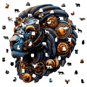 Puzzle en bois découpé au laser motif <span class=keywords><strong>Roi</strong></span> <span class=keywords><strong>Lion</strong></span> mécanique, découpe irrégulière, kit d'artisanat animalier 3D pour adultes, cadeau DIY, vente en gros - Product Image 2