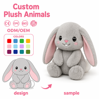 Peluche Lapin Gris Personnalisé Super Doux, Animal en Peluche Lapin Assis Mignon pour Enfants, Cadeau d'Anniversaire, OEM ODM EN71 CE ASTM CPC