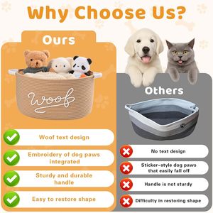Cesta de Juguetes para Perros y Gatos de Algodón Resistente, Contenedor de Almacenamiento Grande para Guardería, Sala de Estar, Dormitorio - Product Image 4