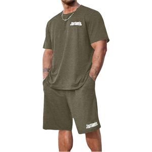 Men's Two Piece Tracksuit Short Sleeve <b>T</b> Shirt <b>Track</b> Shorts Set Casual Breathable Simple Design - Product Image 1