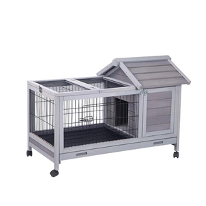 Cage à lapins en bois <span class=keywords><strong>pour</strong></span> intérieur et extérieur avec enclos, grande cage à lapins à 2 niveaux avec rampe, enclos multi-niveaux imperméable <span class=keywords><strong>pour</strong></span> lapins - Product Image 1