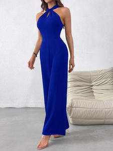 <span class=keywords><strong>Mono</strong></span> Ajustado para Mujer, Nuevo Modelo de Verano, <span class=keywords><strong>Cuello</strong></span> <span class=keywords><strong>Halter</strong></span>, Espalda Cruzada, Abertura en la Cintura, Estilo Romper, Elegante para Fiestas y Clubes - Product Image 1