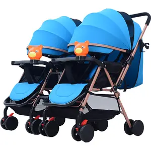 बच्चे जुड़वां घुमक्कड़ वियोज्य दो-मार्ग डबल हल्के Reclining Foldable Triplets ट्राली