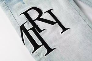 <span class=keywords><strong>Jeans</strong></span> da <span class=keywords><strong>Uomo</strong></span> Amiris Stile Retrò Europeo-Americano con Lettere, Elasticizzati, Slim Fit, Strappati e Patchwork, Vita Media, in Denim per l'Autunno - Product Image 6