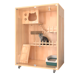 Villa para Gatos de Madera Maciza de Varios Niveles (Lujo Interior) - Product Image 3