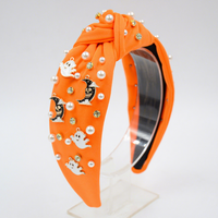 Bandeau noué personnalisable pour Halloween avec motif fantôme, crâne et lune |   Directement de l'usine |   Accessoires pour cheveux d'ambiance festive effrayante