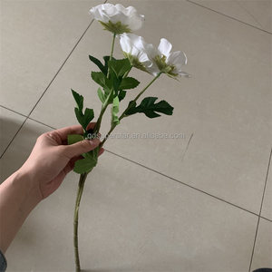 Anémona de seda de alta calidad, flores artificiales de 3 cabezas, flores artificiales de anémona para boda, flores artificiales blancas, venta al por mayor - Product Image 4
