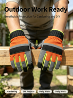 Gants de travail unisexes multi-usages HAIYI, respirants, avec dos en maille, paume antidérapante, bouts des doigts renforcés, fermeture auto-agrippante