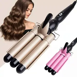 Rulo bayanlar DIY saç bigudi demir kıvrım Waver Styling aracı Salon makinesi hızlı isıtma üçlü 3 varil saç maşası Crimper