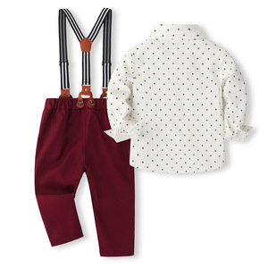 Vêtements de Noël <span class=keywords><strong>pour</strong></span> garçon en gros, costume à bretelles, <span class=keywords><strong>chemise</strong></span> à manches longues <span class=keywords><strong>pour</strong></span> bébé, nœud papillon, ensembles de vêtements de fête <span class=keywords><strong>pour</strong></span> gentleman - Product Image 2