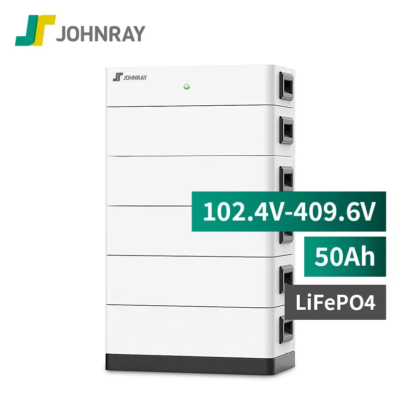 Stackable LiFePO4 Battery 5.12kWh-20.48kWh (102.4V-409.6V 50Ah) Lithium Iron Phosphate Pack Solar Energy Storage System
