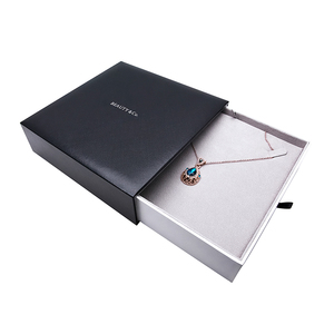 <b>Black</b> Leatherette Paper Sliding Drawer Jewelry Packaging <b>Box</b> for Jewelry Package - Product Image 6