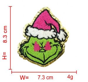 Parche de Chenilla Navideño Personalizado de Gran Tamaño con Borde Dorado de Papá Noel y Muñeco de Nieve - Product Image 5