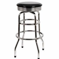 Tabouret de bar pivotant chromé sur mesure OEM/ODM avec coussin en PU souple pour bars commerciaux, salles à manger et espaces de divertissement à domicile