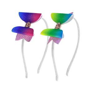 ใหม่ล่าสุดประดับเลื่อมหนังสำหรับเด็กโบว์คู่เครื่องประดับผมสไตล์หวานสำหรับฤดูร้อนของขวัญที่คาดผม - Product Image 1