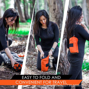 Hamac de camping double Woqi en nylon, capacité 204 kg, hamac d'extérieur léger avec sangles réglables et mousqueton, couleur orange - Product Image 4