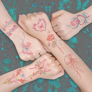 Ultimo 105x60MM adesivi di bellezza del <span class=keywords><strong>tatuaggio</strong></span> incandescente nel buio farfalla fiori luminosi tatuaggi temporanei per donne ragazze - Product Image 6
