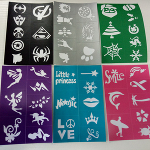 Pochoir adhésif réutilisable en PVC pour tatouage temporaire corporel et design de peinture faciale - Product Image 2