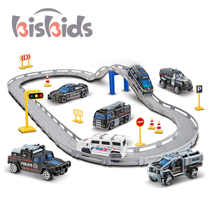 24 piezas 1:64 Die Cast Metal modelo coche ranura DIY coches de carreras juguetes camión de bomberos juguete montar pista de carreras para niños - Product Image 2