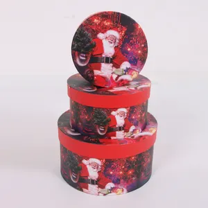 Shihao 2247 Santa scatole regalo rotonda a forma di scatola di 3 PCS set