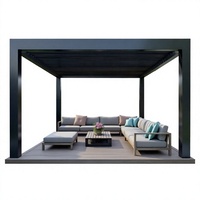 Pergola en aluminium à commande automatique avec éclairage LED pour terrasse, balcon, jardin, patio et cour arrière, structure d'ombrage extérieure
