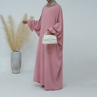 Robes pour femmes grandes tailles Loriya, en crêpe, manches longues, modestes, unies, Abaya fermée, vêtements et accessoires musulmans traditionnels turcs