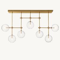 Lustre américain moderne suspendu avec abat-jour en verre transparent, style rustique antique, en laiton massif noir