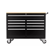 Armoire à outils roulante de garage OEM 46 pouces à 9 tiroirs avec roulettes robustes et dessus en bois, vente en gros