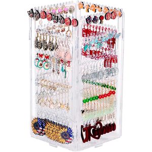 17Dec 360 Rotating Earring Holder 5 Tier Acrylic Jewelry Organizer Stand For <b>Stud</b> Earrings Necklace Bracelet Storage Women - Product Image 1
