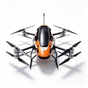 Taxi aérien léger en fibre de carbone orange, cabine ouverte, structure à aile rotative, équipement de vol à décollage vertical - Product Image 1