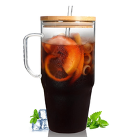 Tasse en verre de 32oz 40oz gobelet en verre transparent avec poignée tasse à bière en verre portable