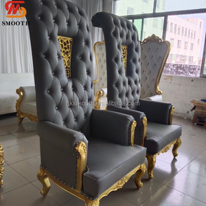 2026 Grey <b>Gold</b> Frame High Back King Throne Chair Wedding Party Event Luxury Sturdy Bride Groom <b>Sofa</b> Chair - Product Image 2