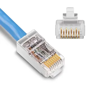 Kabel listrik ethernet konektor rg45, klip 6 kawat kucing CABL cepat 8p8c STP EZ RJ45 cat6 konektor colokan