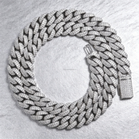 Chaîne cubaine en moissanite VVS de 10 mm en gros, entièrement sertie, en argent 925, bijoux hip-hop, passe le testeur de diamant pour collier