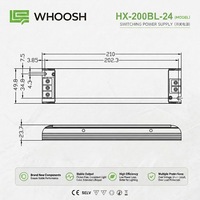 Fuente de Alimentación Conmutada para Interiores, Entrada CA 200-240V, 200W, 24V, 8.3A, IP20, para Tiras LED, Iluminación Comercial y Señalización