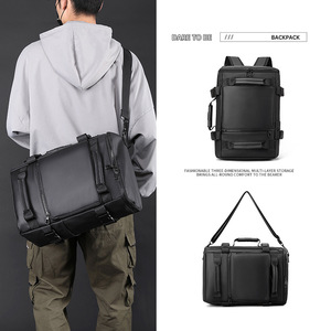 Laptop <b>Backpack</b> <b>Large</b> Capacity Business Travel Bag With Computer Compartment Unisex Black Gray Dark Blue Solid Color Summer 2023 - Product Image 2